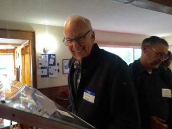 BIRCH co-owner Brad Sevaldson makes a plate of breakfast items at Wiscasset Woods Lodge May 16, during Wiscasset Area Chamber of Commerce's Business After Hours event. SUSAN JOHNS/Wiscasset Newspaper