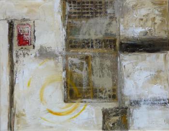 “Fire Box” an 11’ x14” oil is among the new paintings in the Lynne Seitzer’s “White Paintiings” series. Courtesy of the artist Lynne Seitzer