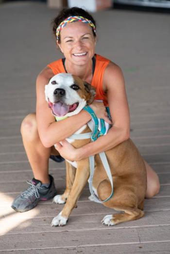 Courtney Francis of Portland poses with dog Rallo at Midcoast Humane’s Save a Stray 5K in 2018. Rallo was the top dog to finish the race, and Francis the top female. The 2019 event on Aug. 24 will be the shelter’s 14th annual event which supports the shelter’s 3,500 annual residents. Learn more and sign up for the 5K run or one-mile walk at saveastray5k.org. Michele Stapleton photo