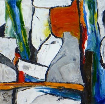 “What Are the Chances?” an 18” X 18” oil in Lynne Seitzer’s new series of paintings. Courtesy of the artist Lynne Seitzer