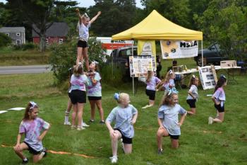 The Junior Wildcats cheering squad of Woolwich Central School performs. PHIL DI VECE/Wiscasset Newspaper