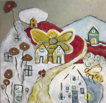 “Red Mountain” - 30” X 30” - oil on canvas - Kate Nordstrom 2019 Kate Nordstrom