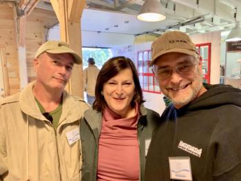 Guests and Sawyer’s Way Auction Co. owners Jeff and Jen Dowdy enjoy the speedway visit with WACC member and Davison Construction owner Chip Davison, far right. SUSAN JOHNS/Wiscasset Newspaper
