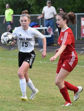 Hall-Dale’s Rita Benoit and Eliza Paradis. PHIL DI VECE/Wiscasset Newspaper
