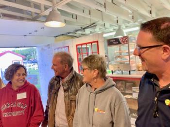 From left, WACC board chair Jean Beattie-Flynn, Wiscasset Speedway owners Richard and Vanessa Jordan and announcer-promoter Ken Minott. SUSAN JOHNS/Wiscasset Newspaper