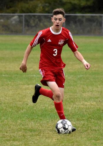 Adian Foley’s second half goal put the Wolverines on the scoreboard. PHIL DI VECE/Wiscasset Newspaper
