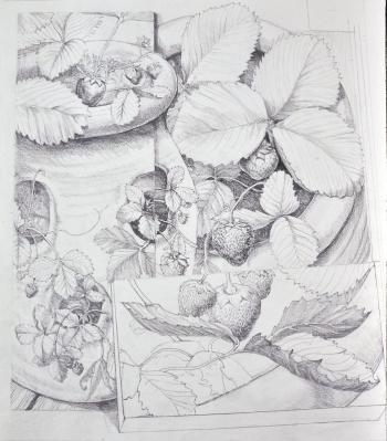 “Strawberry Pots” (1996) pencil on paper - 19¼” x 17¼" - Brenda Bettinson. Courtesy of Mathias Fine Art Brenda Bettinson