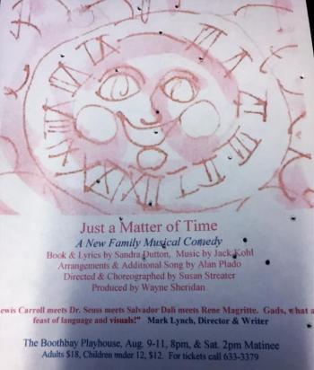 Memorabilia from the Boothbay Playhouse production of “Just A Matter of Time,” written by Sandra Dutton.