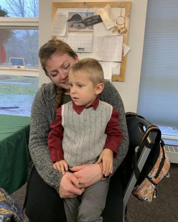 Augusta’s Odin Benedict with his aunt Lauren Etter of Pittston. SUSAN JOHNS/Wiscasset Newspaper