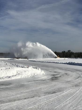 Wiscasset Public Works clears snow at Wiscasset Municipal Airport Jan. 21. Courtesy of Rick Tetrev