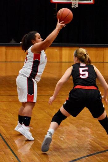 Latisha Wright attempts a jump shot. PHIL DI VECE/Wiscasset Newspaper
