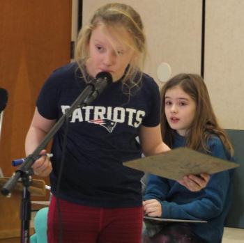 Sixth grader Corrinneanne Rogers misspelled “fiercest” in the spelling bee’s fifth round. BILL PEARSON/Boothbay Register