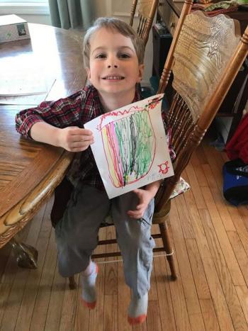 A primary student’s picture for a nursing home resident. Courtesy of Damariscotta Montessori