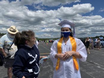 Woolwich’s Lyni McCreary and granddaughter Elizabeth Schotten before the ceremony. SUSAN JOHNS/Wiscasset Newspaper