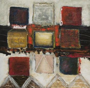 Jaap Eduard Helder’s “Theater of the Unseen” - 36” x 36” - acrylic and burlap on board. Jaap Eduard Helde