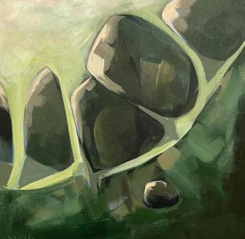 "Finding Connection #6," one of Sarah Wilde’s acrylic paintings in her “Finding Connection” abstract series displayed in BRAF’s Gallery One through August. Courtesy of BRAF Sarah Wilde