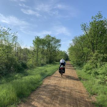 Tim on one of those less traveled roads. Courtesy of Tracy Johnson