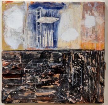 Buzz Masters’ mixed media, “Her Body Became a Door and She Walked Right Through.” See it in a new online show at maineartgallerywiscasset.org. Courtesy of Christine Hopf-Lovette
Buzz Masters, Maine