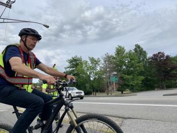 Woolwich Fire Lt. Donny Munsey heads south on Route 1. SUSAN JOHNS/Wiscasset Newspaper