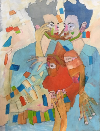 "Tribute to Egon Schiele" - a version of his self-portrait - Acrylic on Paper - Carol Wiley. On exhibit at BRAF. Courtesy of the venue Carol Wiley