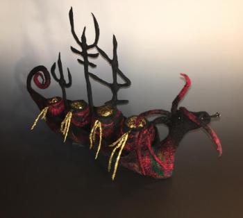 “Spirit Boat” by textile artist and Markings Gallery manager Susan Mills. Courtesy photo Susan Mills