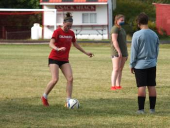 Wiscasset Middle High School soccer players began fall workouts Sept. 14 with 22 participants. The school is not playing a Maine Principals Association schedule, instead opting for skill development due to COVID-19 health concerns. BILL PEARSON/Boothbay Register