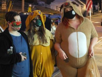 The Pangburns were shopping at 5 a.m. on Nov. 14 in their first Early Bird Sale morning as a family. Pictured, from left, Maya Pangburn, Eve Pangburn and Pnina Pangburn. BILL PEARSON/Boothbay Register
