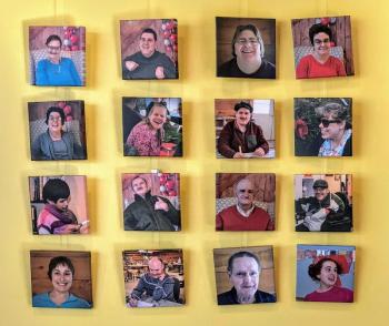 The artists of Mobius Creative Opportunities. Their show runs through Jan. 15 at the CLC YMCA of Damariscotta. Ellie Busby photo