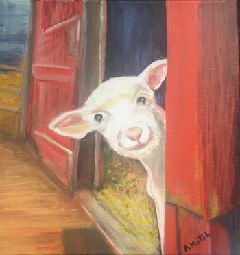 Alice Mutch’s acrylic, “Where’s Mary?” Alice Mutch