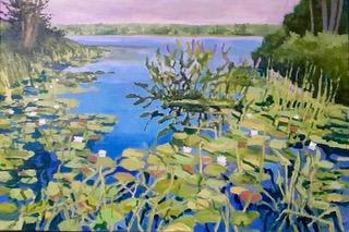 The charming “Knickerbocker Pond” – 20” x 30” acrylic by John Butke. Courtesy of the artist John Butke