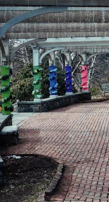 Wiscasset selectmen received this photo and others, all taken elsewhere, as part of Lucia Droby’s yarn bombing proposal. Courtesy town of Wiscasset