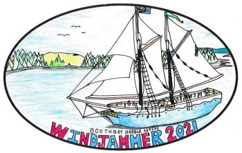 Maria Elaine Michael’s winning design for the 2021 Windjammer Days student T-shirts. Courtesy of Friends of WJD Maria Elaine Michael