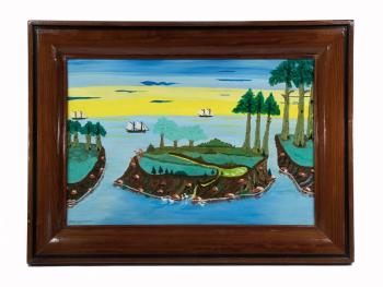“Fantasy Island,” one of five paintings by Earl Cunningham.