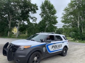 Wiscasset Police Department helps escort the mobile display. SUSAN JOHNS/Wiscasset Newspaper
