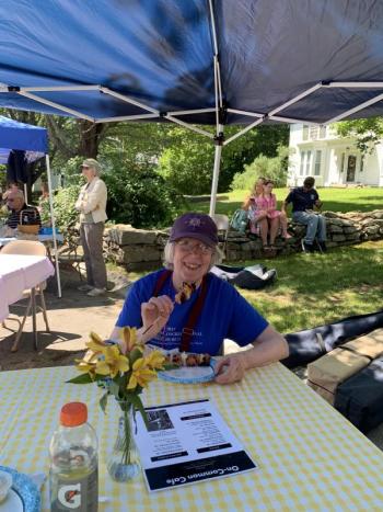 Emily Adler enjoys chicken kabob. SUSAN JOHNS/Wiscasset Newspaper