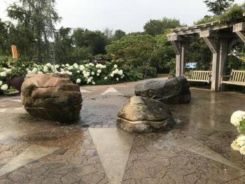 The Whale Fountains: From the book, "Down to the Sea with Mr. Magee" by Chris Van Dusen. Courtesy of Coastal Maine Botanical Gardens