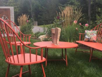 Sculpture for the outdoor seating area. LISA KRISTOFF/Boothbay Register COVE by Knickerbocker Group