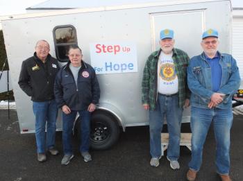 Three local veterans were nominated as Boothbay’s ‘Spirit of America’ recipients for 2021. Veterans John Hargreaves, right, Arthur Richardson, second from left, and Ed Harmon, second right, founded Veterans Emergency Temporary Shelter to aid homeless veterans. Also pictured is Boothbay American Legion Cmdr. Dave Patch. File photo