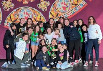 The 2020 Y-Arts team posed for photos after being awarded the national Freddie G Excellence in Ensemble Work award at the iTheatrics Junior Theater Festival in Atlanta. Courtesy of Emily Mirabile