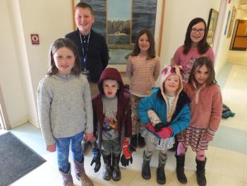 Edgecomb Eddy top read-a-thon performers by grade: front row, from left, Llireva Blagdon, first grade; Myrick Blagdon, prekindergarten; Lizzie Garey, kindergarten; Lyla Joyce, second grade. Back row: from left, Jax Marshall, sixth grade, Hattie Tomko, second grade; and Margaret McCarthy, fifth grade. BILL PEARSON/Boothbay Register