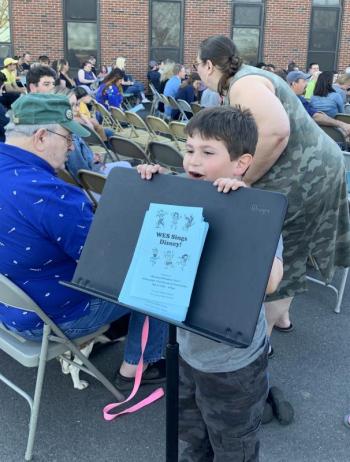 Jacob Brooks, 5, has fun before the show his brother Jackson, 6, a kindergartener, took part in. SUSAN JOHNS/Wiscasset Newspaper