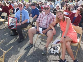 Uncle Ted Brown, center, and cousin Page Brown attend Russell Webster’s WMHS graduation ceremony June 10. Also pictured, Webster’s father Phil Webster. BILL PEARSON/Boothbay Register