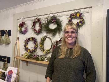 Inside Village Handcraft, Emily Bell-Hoerth of bellearthstore.com takes part in the Sept. 29 Wiscasset Art Walk. SUSAN JOHNS/Wiscasset Newspaper