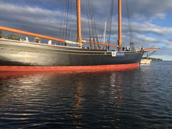Ernestina-Morrissey docked at Hodgdon Marina. Rusty Court photo