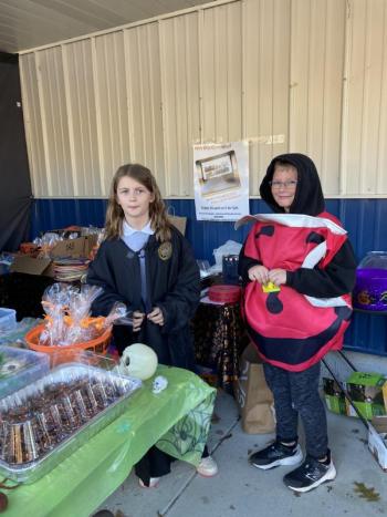 Hailey Hanson and Jeramy Plourde work the bake sale. EDNA MILLER/Wiscasset Newspaper Event