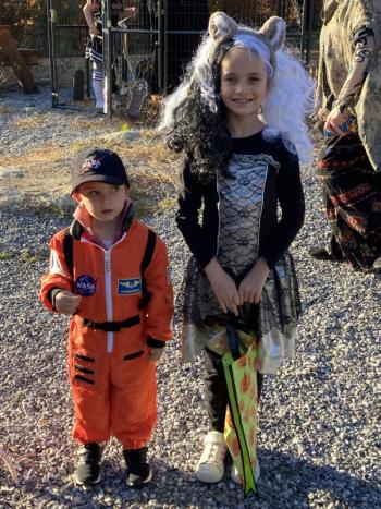 Trick-or-treaters Desmond and Tessa Good from Auburn.EDNA MILLER/Wiscasset Newspaper Event