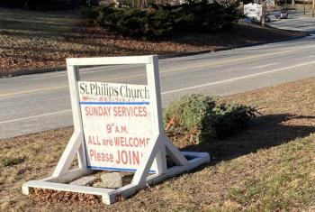 High winds blew down Christmas decorations on Route 1. EDNA MILLER/Wiscasset Newspaper
