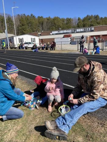 Opening the eggs after the hunt. EDNA MILLER/Wiscasset Newspaper