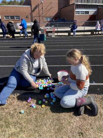 Opening the eggs after the hunt. EDNA MILLER/Wiscasset Newspaper