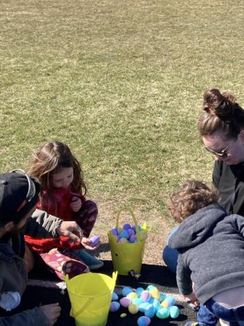 Opening the eggs after the hunt. EDNA MILLER/Wiscasset Newspaper